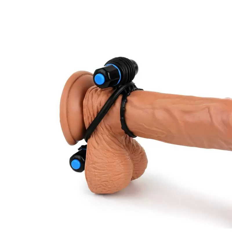 Двойное эрекционное кольцо с вибрацией OptiMALE Vibrating Double C-Ring – черный