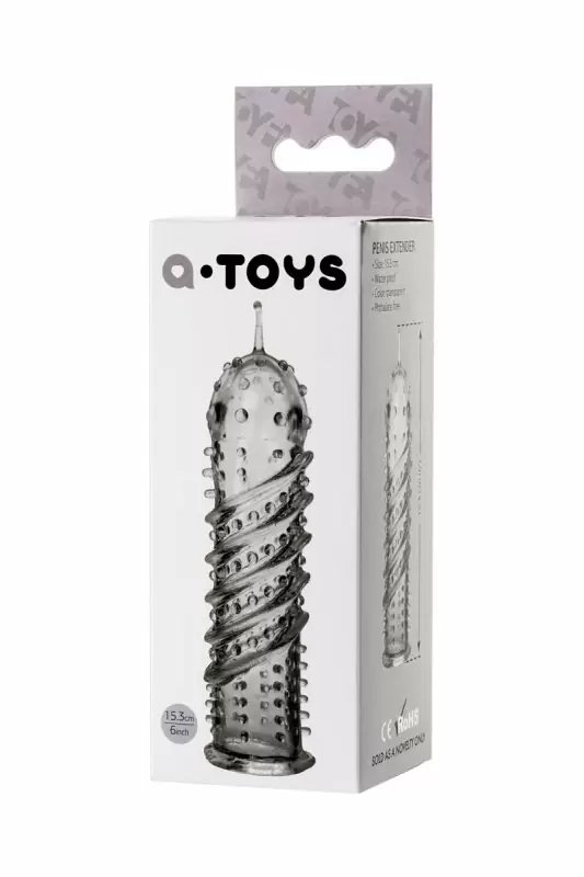 Увеличивающая насадка на пенис TOYFA A-Toys со спиралевидным рельефом – прозрачный