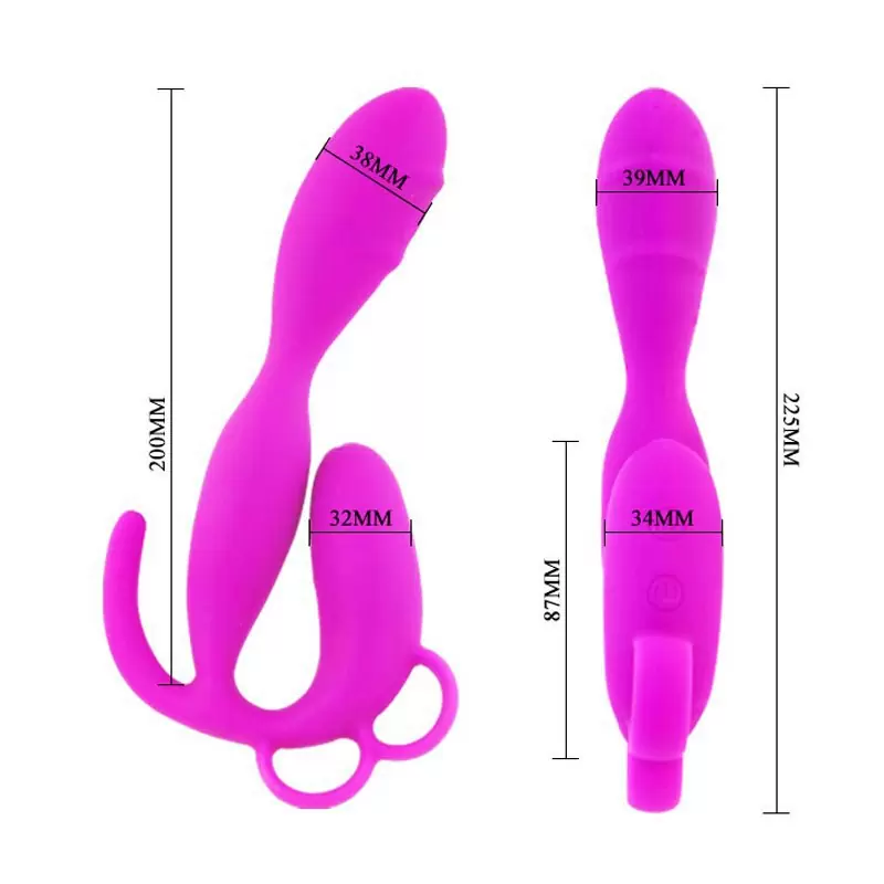 Анально-вагинальный вибромассажер Flowery с клиторальной стимуляцией – розовый 