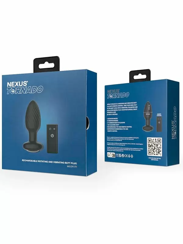Средняя анальная вибровтулка Nexus Tornado Medium с функцией вращения, 8,7 см, размер M, черная | Он и Она 18+
