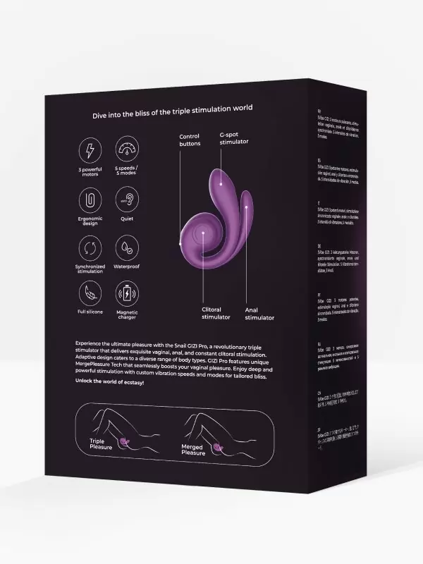 Многофункциональный тройной вибратор SVibe GIZI Pro, 3 мотора, IPX7, фиолетовый