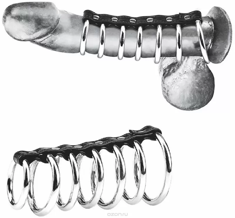 Хомут на пенис с 5 металлическими кольцами Blueline Gates Of Hell - чёрный