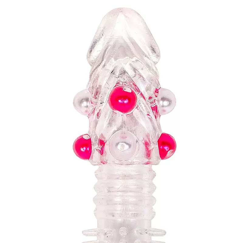 Насадка с закрытой головкой Silicon Sleeve с бусинками – прозрачная