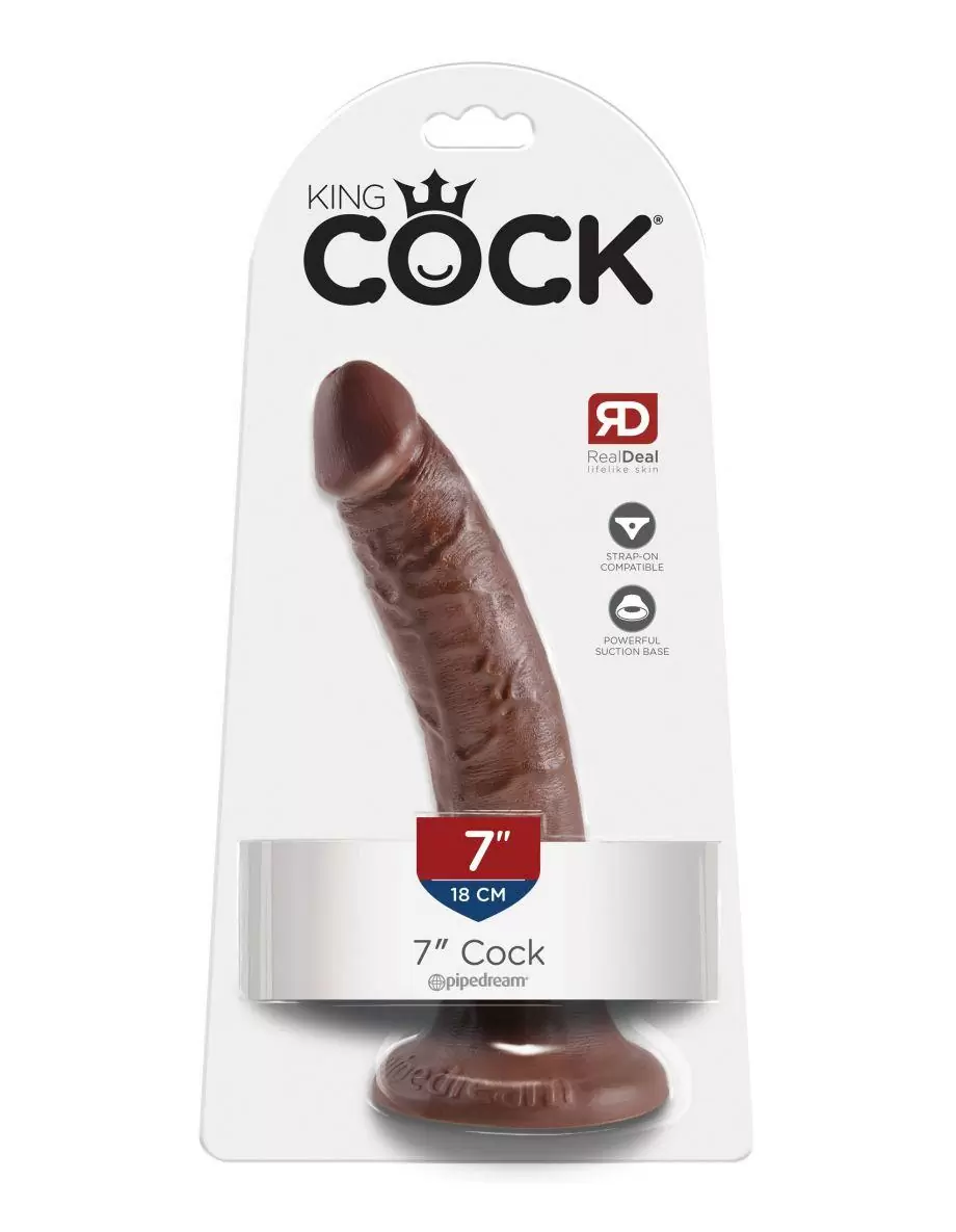 Фаллоимитатор на присоске King Cock 7 Cock - Brown коричневый