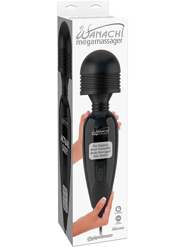 Огромный вибромассажер Mega Wanachi многофункциональный – черный