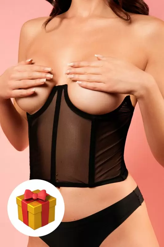 Корсет с косточками и открытой чашкой