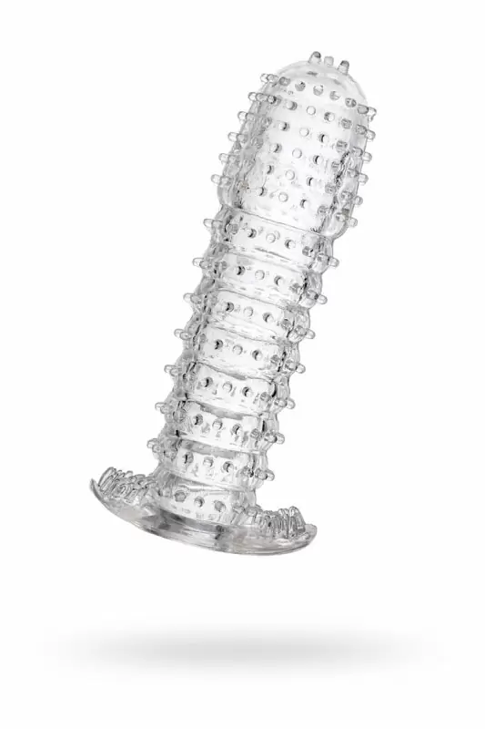 Рельефная увеличивающая насадка на пенис TOYFA - прозрачный