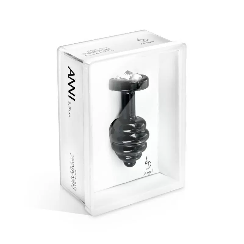 Миниатюрная анальная пробка Anni Ano T1 с рельефом и камнем Сваровски – черный