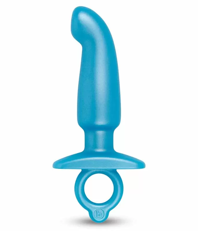 Изогнутый стимулятор простаты b-Vibe HITHER PLUG, 14,3 см, силикон, голубой