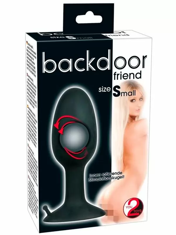 Гладкая анальная пробка Backdoor Friend, со смещенным центром тяжести, 8 см, силикон, черный