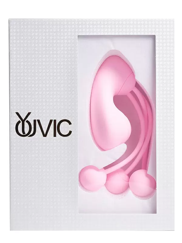 Вакуумный стимулятор клитора Youvic с вагинальными виброшариками, 16 см, 20 режимов, розовый