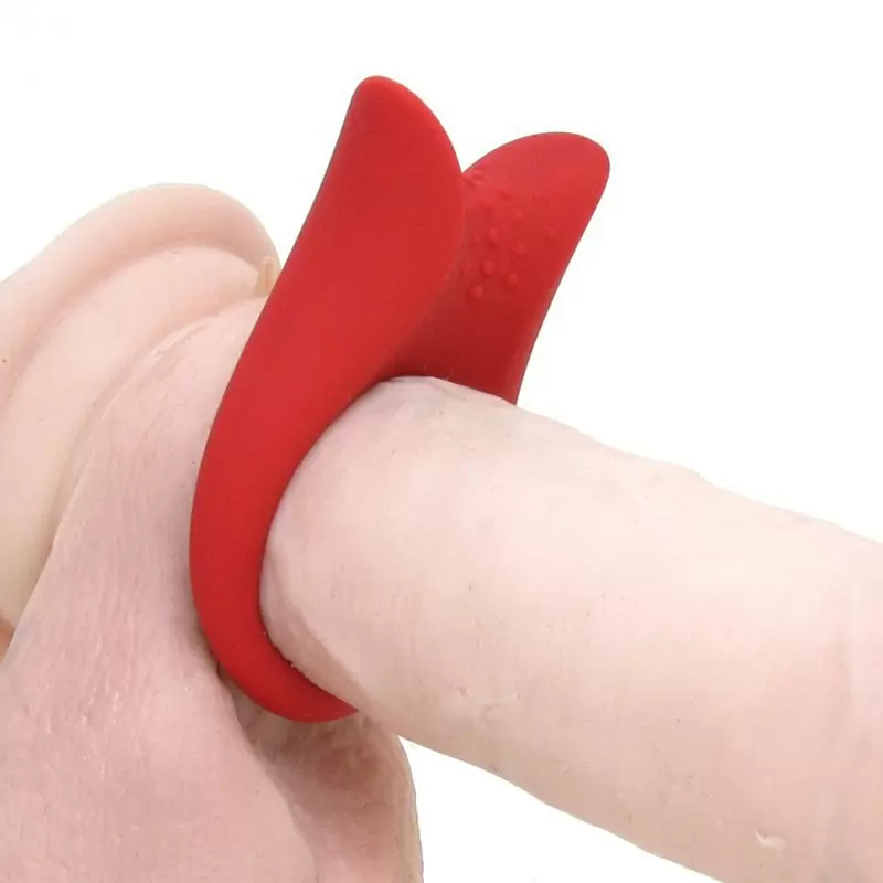 Красное, текстурированное эрекционное виброкольцо Ovo B2 диаметром 5,1 см