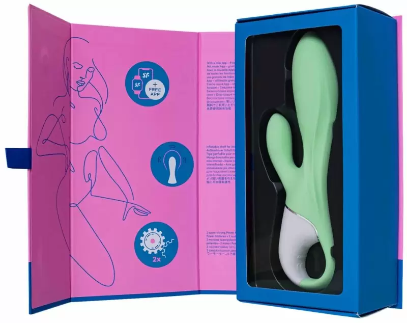 Надувающийся вибратор-кролик Satisfyer Air Pump Bunny 5, управление через приложение, 20,4 см, мятный