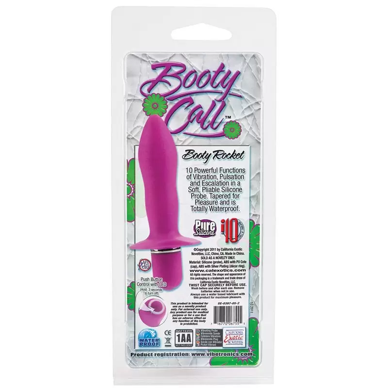 Водонепроницаемая анальная пробка с вибрацией Booty Rocket – розовый