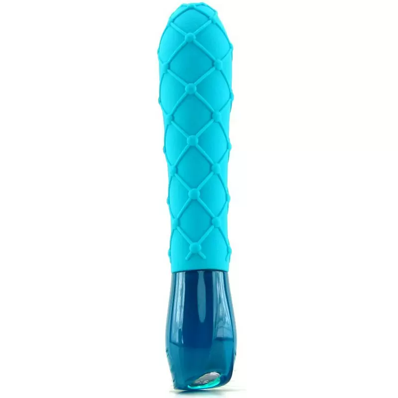 Эргономичный вибратор с кружевным рельефом Ceres Lace - Blue