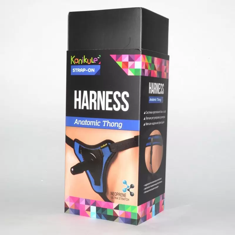 Страпон-трусики Kanikule Anatomic Thong Vac-u-Lock – черный с синим