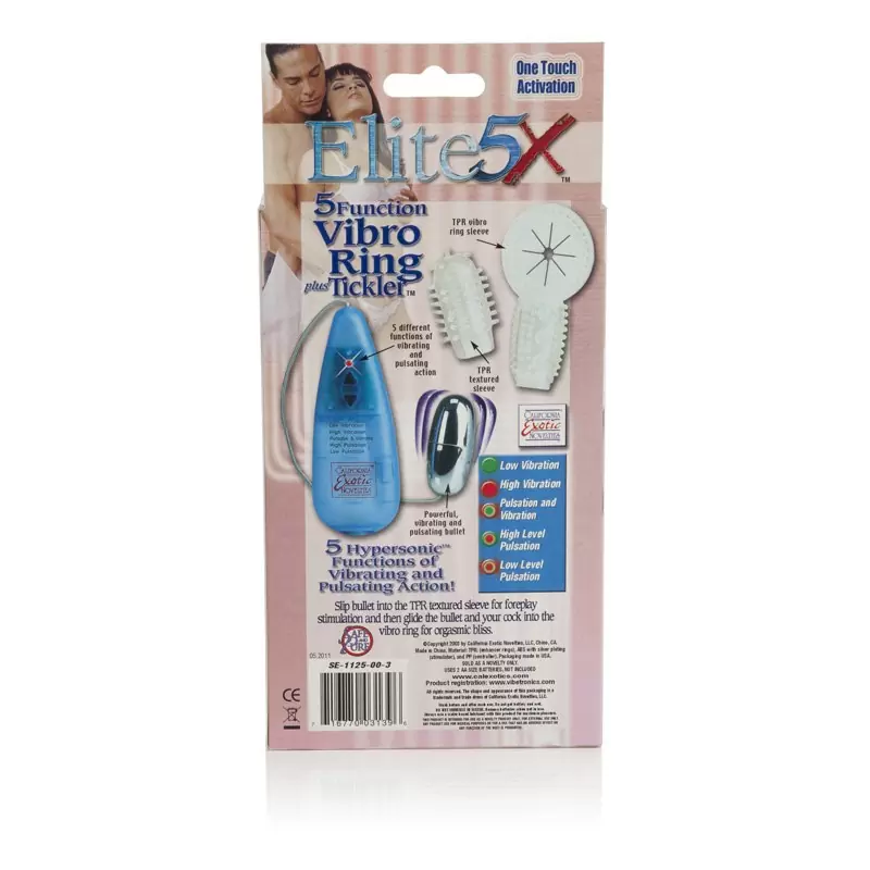 Виброяйцо Elite 5X Vibro-Ring с двумя сменными насадками – серебристый