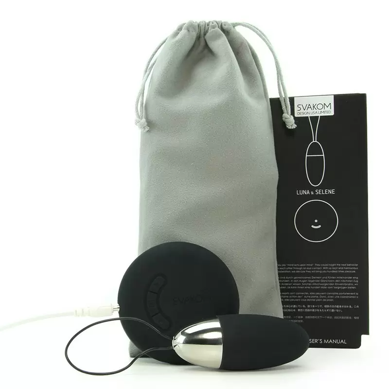 Два взаимоуправляемых вибратора: виброяйцо с пультом Luna Selene беспроводной – черный