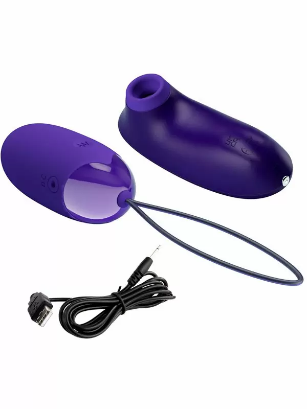 Женский набор Baile Orthus-Youth: Вакуумный стимулятор клитора и виброяйцо, с пультом Д/У, 12 режимов, силикон