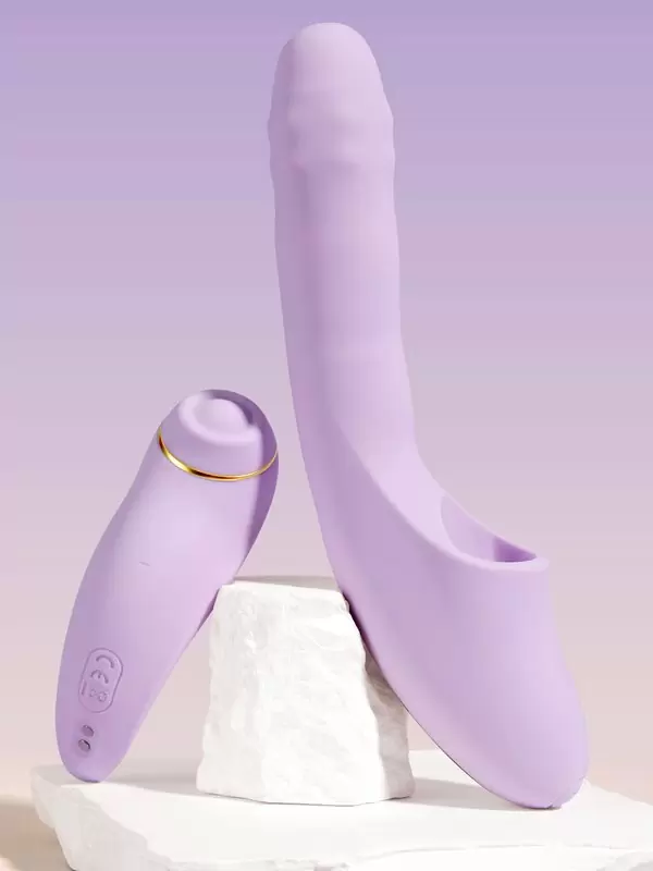 Модульный вибратор-кролик Svakom DuoGlow, 19,6 см, со съёмным клиторальным пульсатором, с функцией нагрева, лиловый