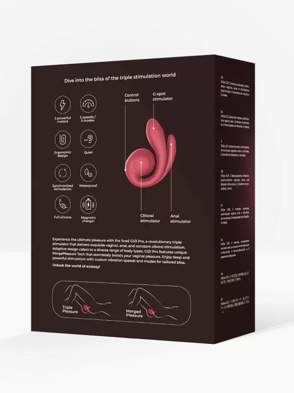 Инновационный тройной вибратор SVibe GIZI Pro, клиторная и анальная стимуляция, 3 мотора, бордовый