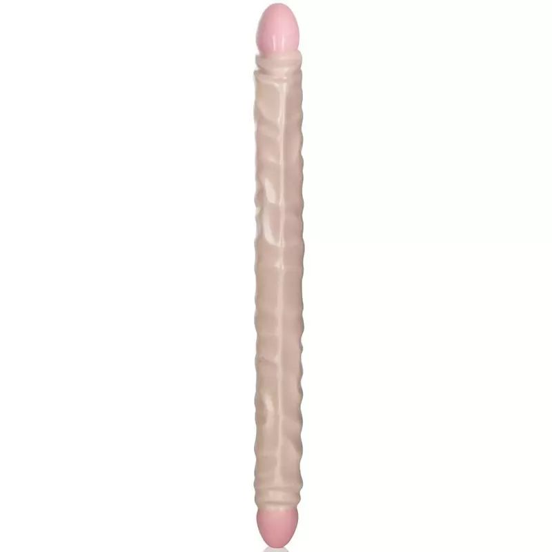 Двухголовый фаллоимитатор Veined Super Slim Dong – телесный