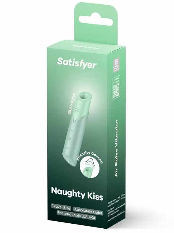 Вакуумный стимулятор клитора Satisfyer NAUGHTY KISS, 12 см, 30 режимов, силикон, зеленый