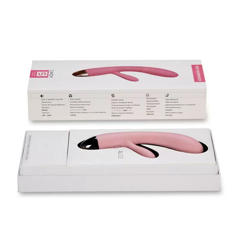 Двойной вибромассажер Alice с интеллектуальным режимом – нежно розовый	