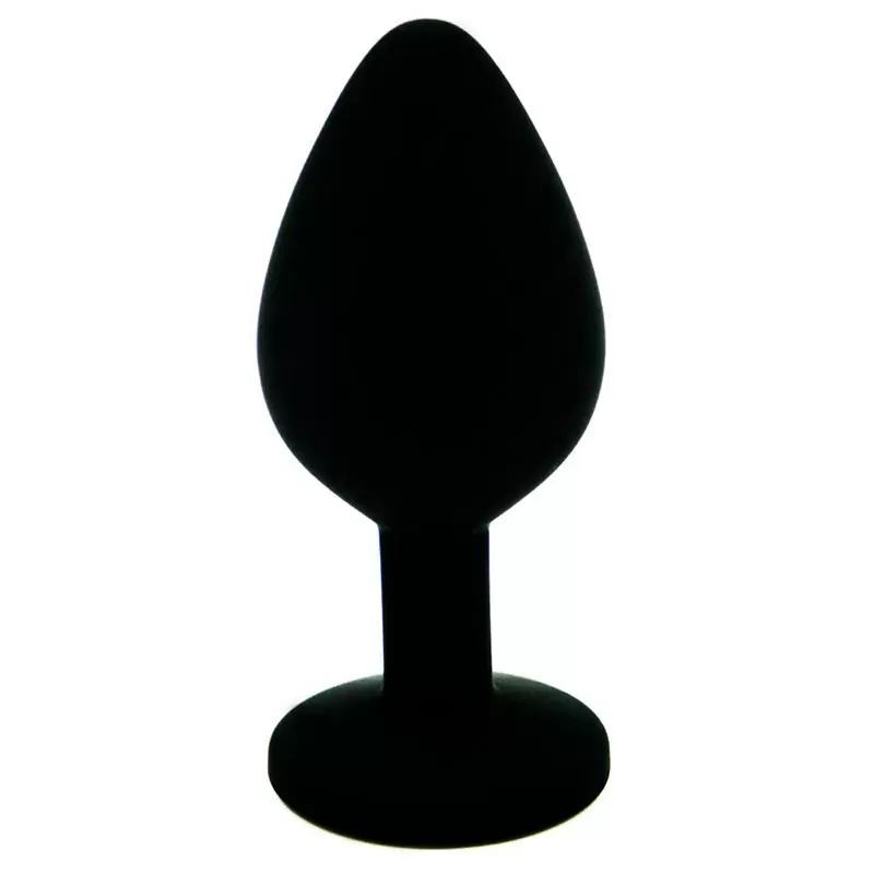 Большая силиконовая анальная пробка Kanikule Large с кристаллом – черный со светло-розовым