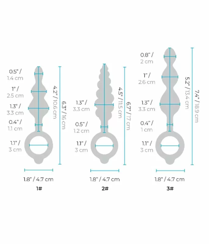 Набор анальных елочек b-Vibe BEADED BUTTIES BUNDLE, 3 размера, силикон