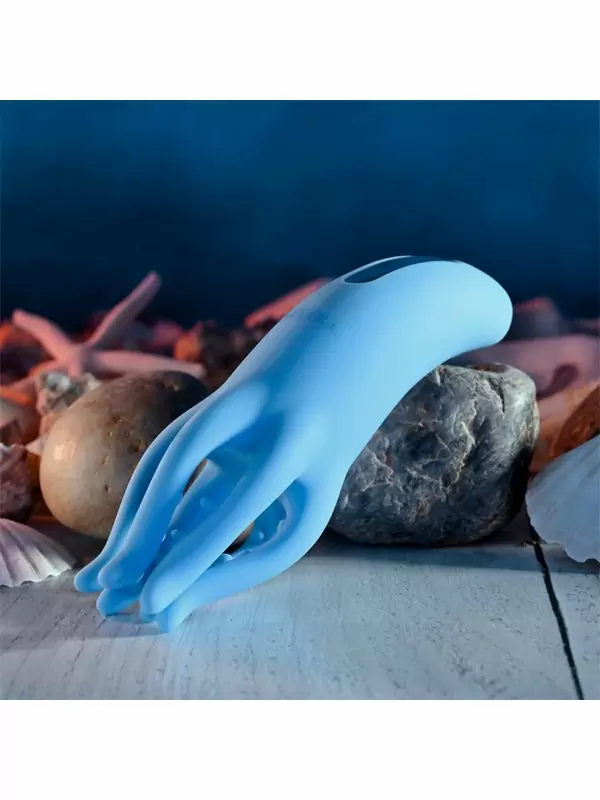 Необычный вибратор Evolved Tentacle Tickler, 13,7 см, 10 режимов, в форме осьминога, силикон, голубой