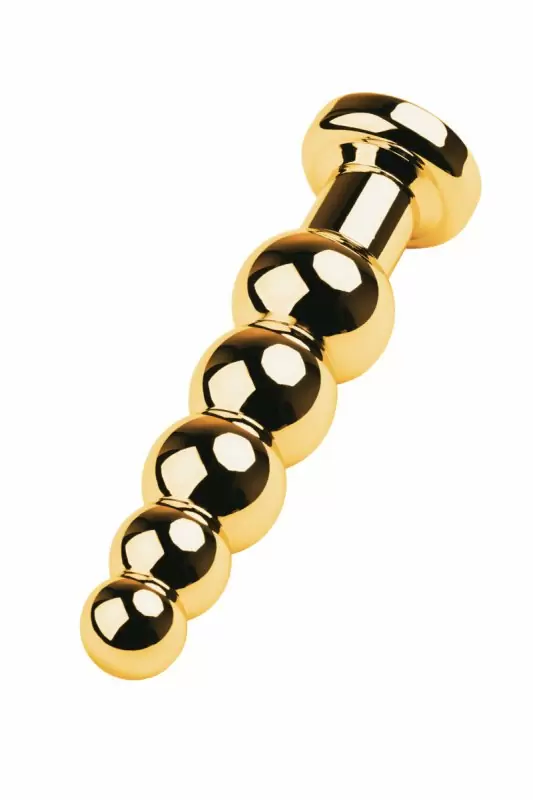 Большая металлическая анальная пробка TOYFA Metal с кристаллом цвета рубина - золотистый с красным