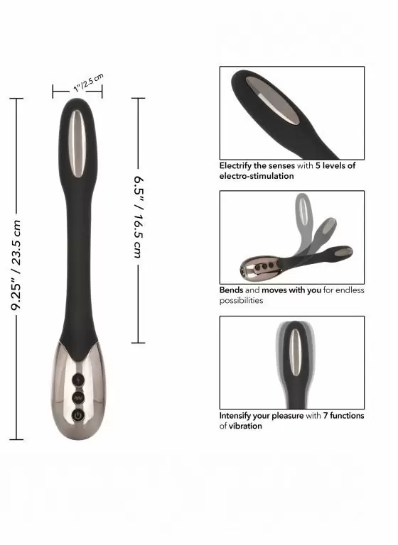 Гибкий вибратор с электростимуляцией Electro-Spark. 12 режимов работы, АБС/силикон, водонепроницаемый