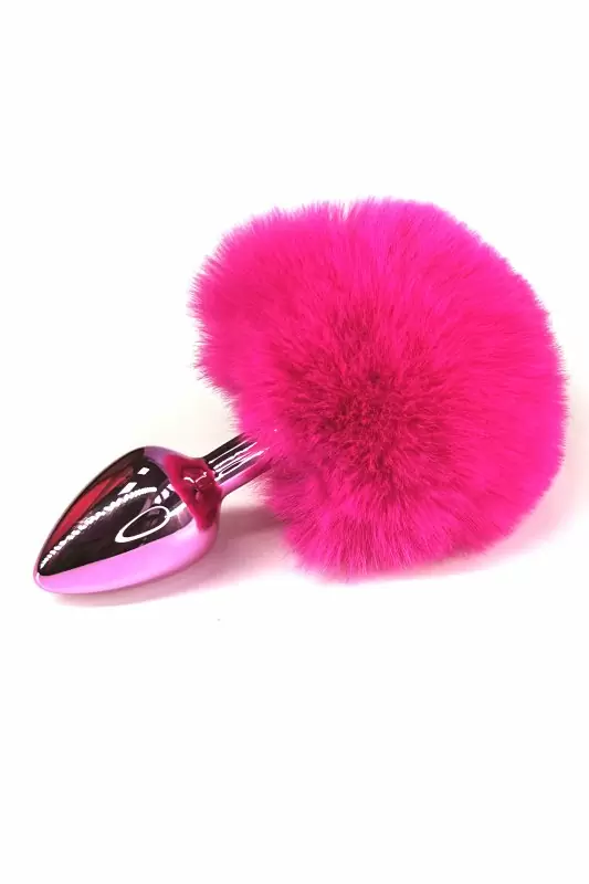 Розовая анальная пробка с голубым заячьим хвостиком, размер S, Kanikule