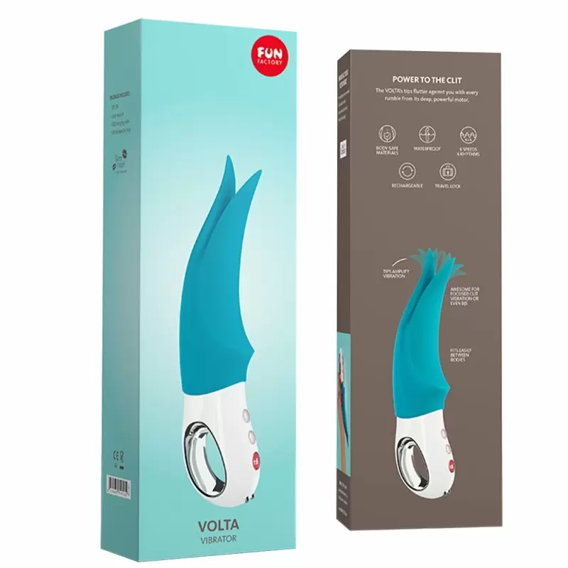 Универсальный вибратор Fun Factory Volta со стимулирующими лепестками, 12 режимов, с функцией блокировки, бирюзовый