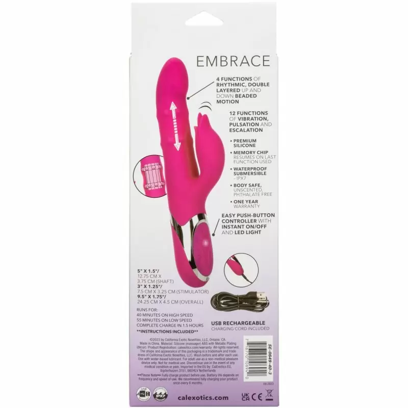 Изогнутый вибратор-кролик Enchanted Embrace с функцией ротацией и пенетрации, 12,7 см, 16 режимов, розовый