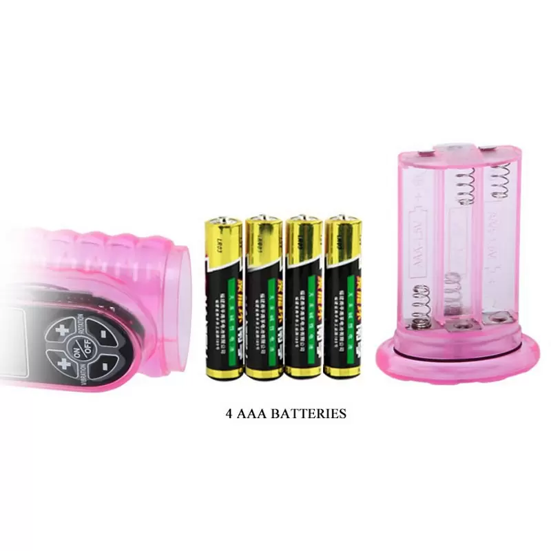 Водонепроницаемый ротатор-вибромассажер двойного действия Hot Baby с ЖК-дисплеем – розовый