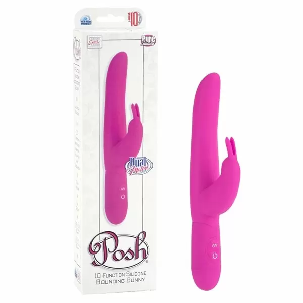 Гладкий вибратор-кролик Posh 10-Function Silicone Bounding Bunny, 10,75 см, 10 режимов, розовый