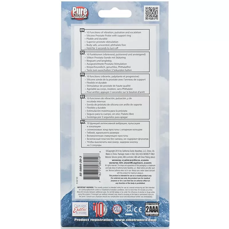 Вибромассажер простаты Dr. Joel Kaplan с эрекционным кольцом – черный