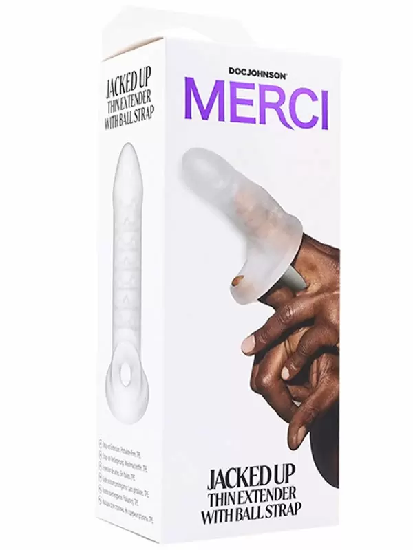 Стимулирующая насадка-удлинитель Doc Johnson MERCI, с подхватом мошонки, Ultraskyn, 15,2 см