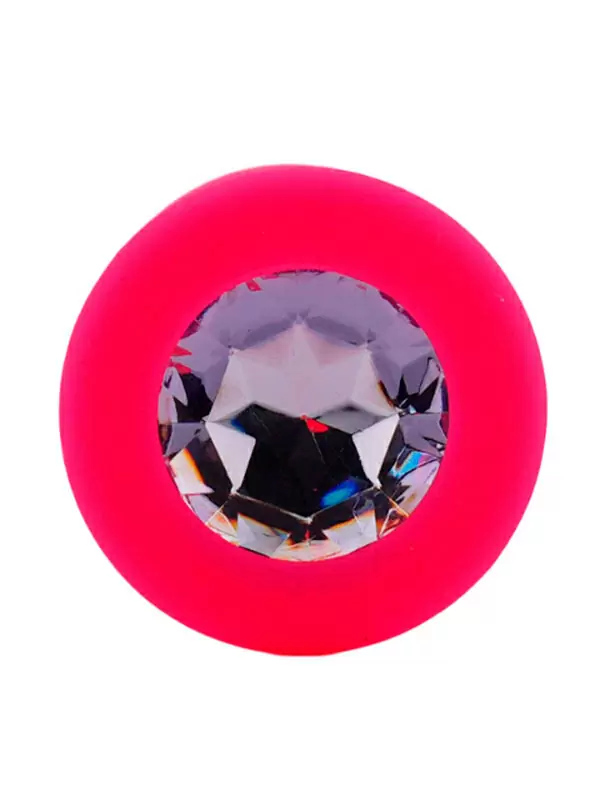 Средняя силиконовая анальная пробка Kanikule Medium с кристаллом – розовый с лавандовым