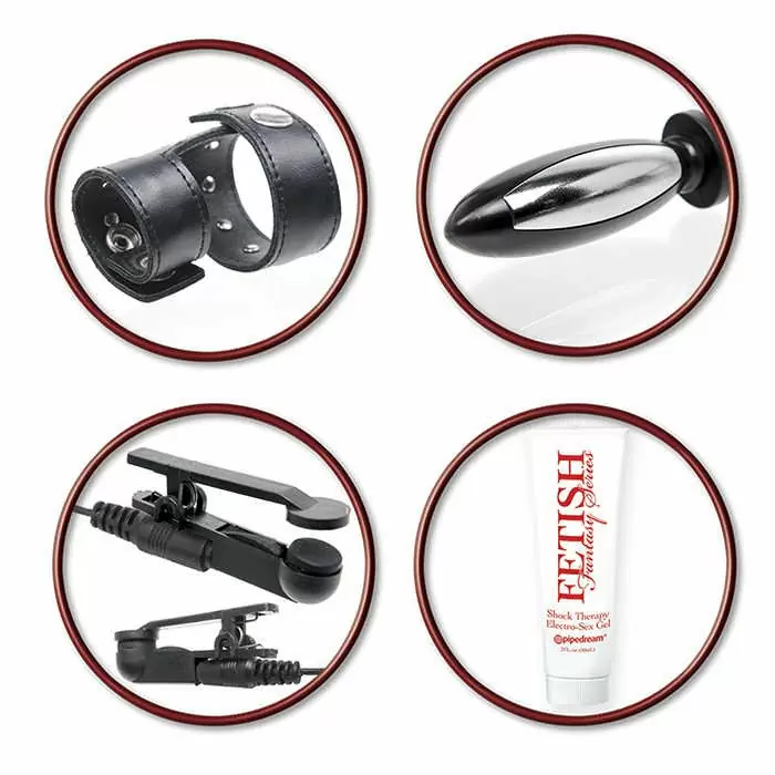 Набор для электростимуляции Deluxe Shock Therapy Travel Kit - черный с белым