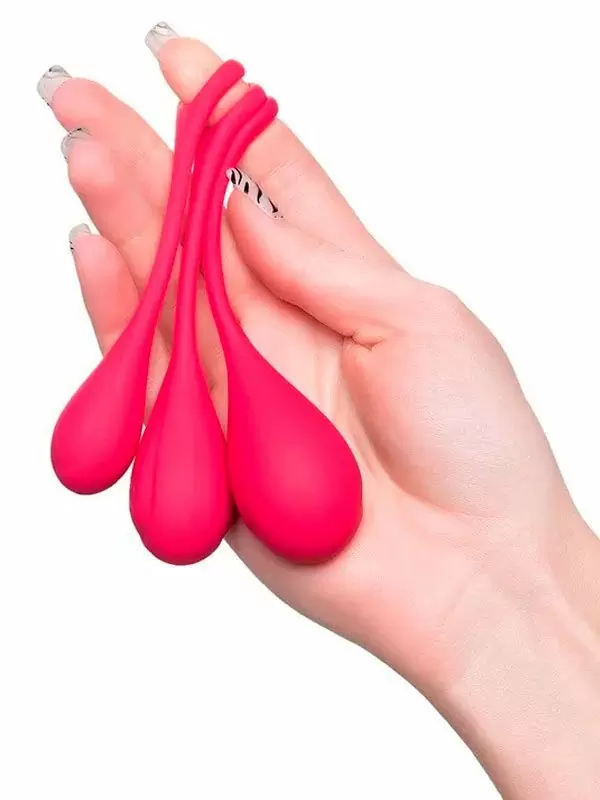 Набор одинарных вагинальных шариков Satisfyer Yoni Power 1, 3 предмета, силикон, красный