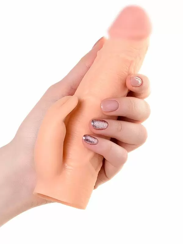 Реалистичная насадка-удлинитель TOYFA XLover, со стимулятором клитора, 16,8 см, TPE, телесный