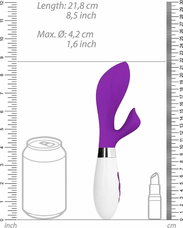 Изогнутый вибратор-кролик Achelois, 21,7 см, 10 скоростей, фиолетовый с белым