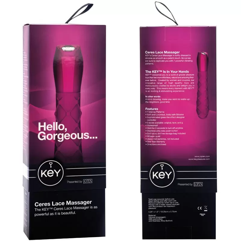 Эргономичный вибратор с кружевным рельефом Ceres Lace - Pink