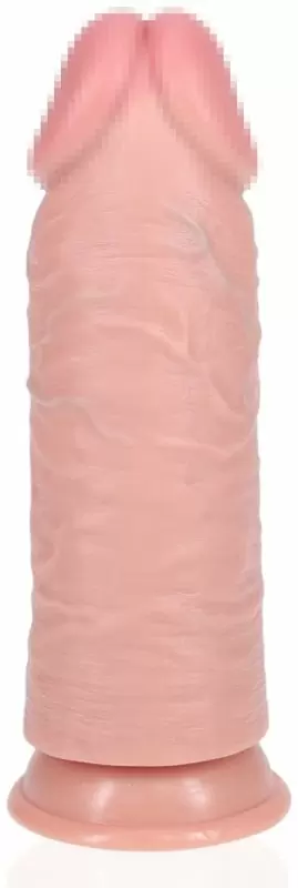 Реалистичный фаллоимитатор Shots Toys Extra Thick Straight without Balls, на присоске, с набухшими венами, 23 см х 7,6 см, ПВХ, телесный