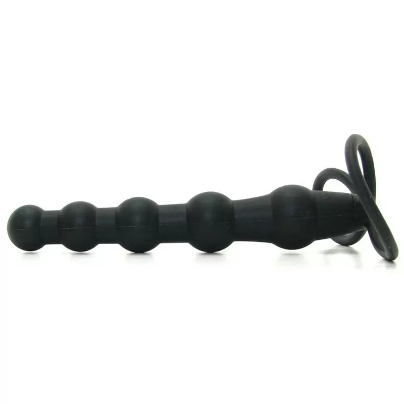 Ребристая насадка для двойного проникновения Beaded Dual Penetrator - Black, 14,5 см, силикон, черный