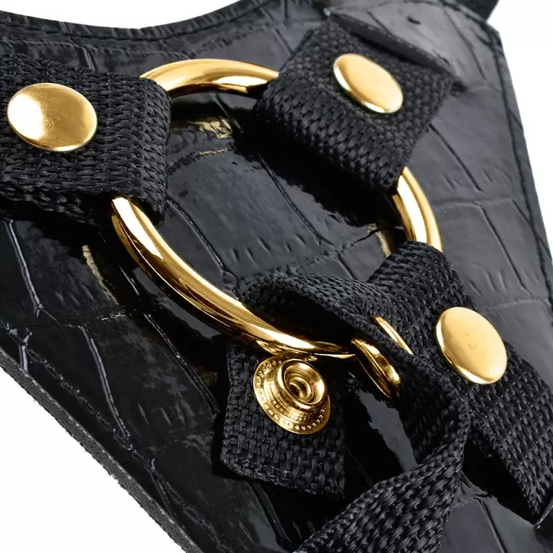 Страпон Fetish Fantasy Gold с трусиками, черный с золотом