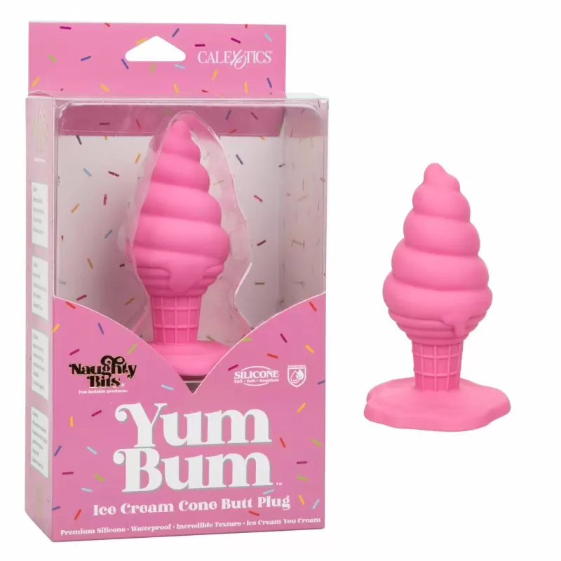Необычная анальная пробка NAUGHTY BITS YUM BUM ICE CREAM, в виде мороженного, 9,5 см, силикон, розовый